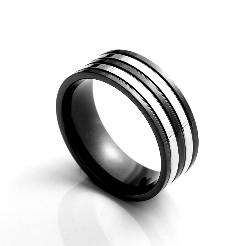 Men\'s Stainless Steel Ring Two Tone Black Plating Ring Elegant China Jewelry Manufacturing