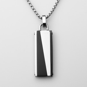 Mens Womens Jewelry Stainless Steel Pendant Two-tone Black Collance Chain